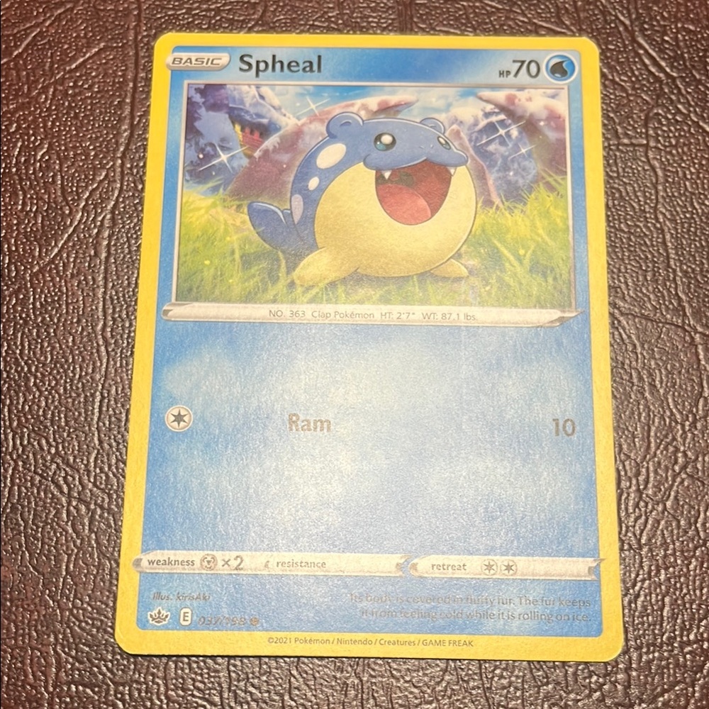 Pokemon Spheal Card - Blue and Yellow